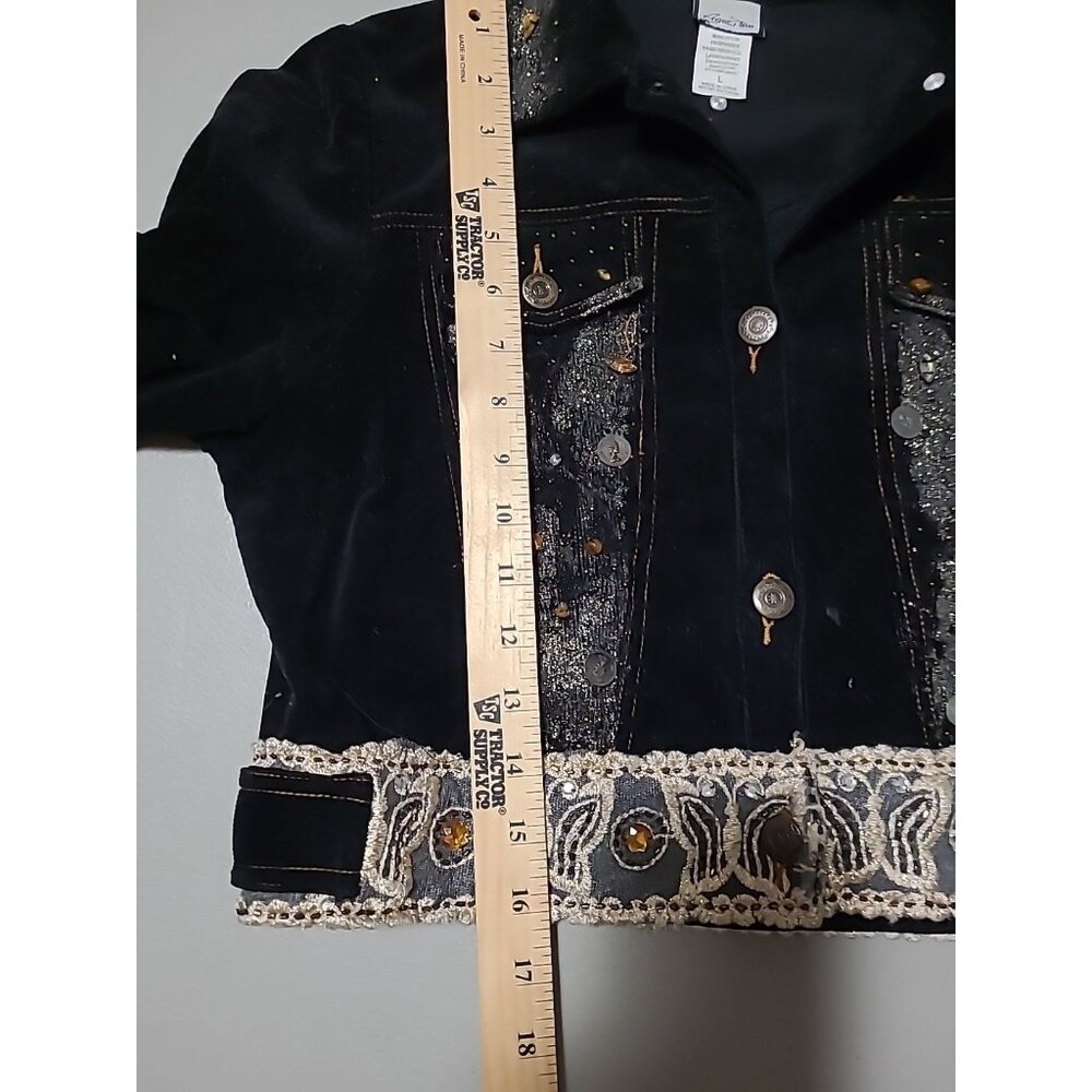 Y2K Vintage Agaci Too Corduroy Fitted Blazer Jacket Crop Gliltter Embellished - Picture 4 of 16